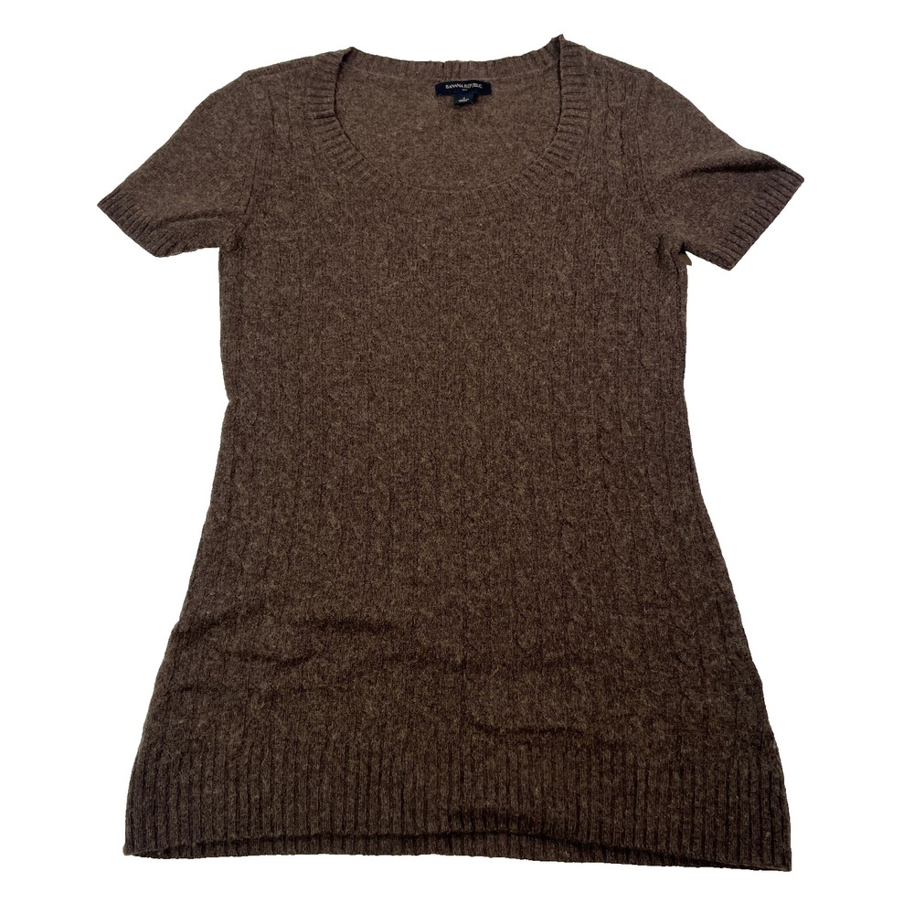 Banana Republic Brown Short-Sleeve Cable Knit Sweater Dress